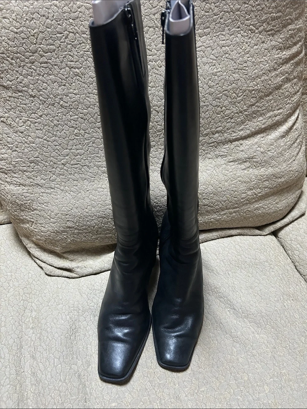Women's Black Leather Knee-High Boots